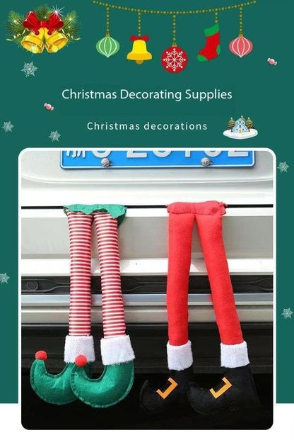 2024Ano Novo Natal Elfo Pernas de Papai Noel Acessórios de Carro Decoração de Natal para Casa Pingentes de Árvore de Natal Enfeites HappyGifts