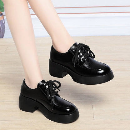 Soft Leather Uniform Shoes Female British Girl Japanese Wild Black Retro Mary Jane Shoes Lolita Platform Shoes Low Anti-slip