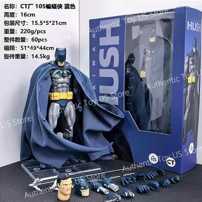 Novos brinquedos CT Batman Hush Versão Azul Mafex 105 Bat Man Versão Preta Dc Anime Action Figure Estatueta Modelo Estátua Presentes Brinquedos