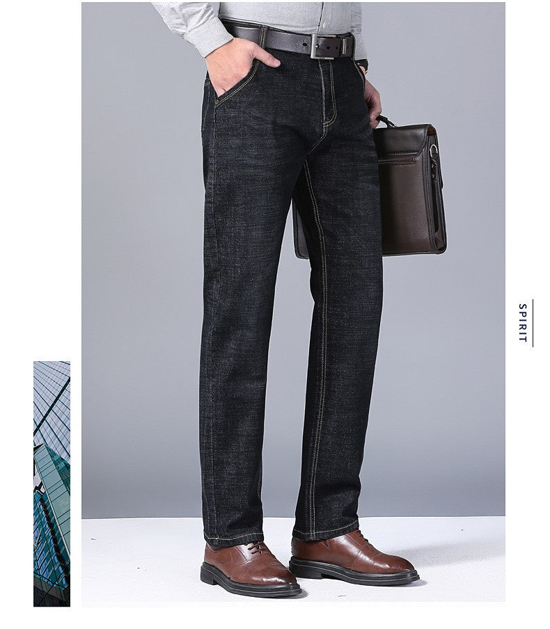 2024 NOVO Calça Jeans Masculina da Moda Business Estilo Clássico Casual Elástica Slim Jeans Masculina Marca Calças Jeans Pretas Azuis