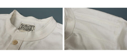 Bronson 350g Heavyweight L/S Henley Shirt Vintage Plain Base T-Shirt For Men