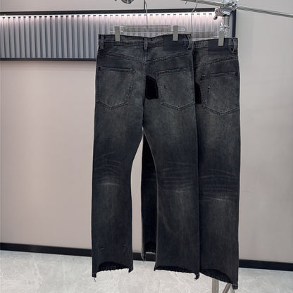 Top Melancholy Rich Second Generation E.R.D. JEANS Men Women Pant Fixed dye corduroy splicing ten thousand needle embroidery