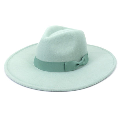 Big Wide Brim Women Hats 2021 Winter Autumn Ladies Elegant Retro Felt Fedora Hat Wedding Church Dress Formal Hat