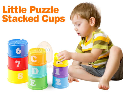 9PCS Educational Baby Toys 6 Month+ Figures Letters Foldind Stack Cup Tower Children Early Intelligence