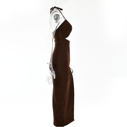 Sleeveless Sexy Female Midi Backless Dresses Slim Night Club Party Women's Dress