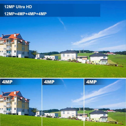 V380 Pro 12MP  Solar WIFI IP Camera CCTV Two Lens Three Screen Auto Tracking Outdoor 6K Security Surveillance PTZ Camera