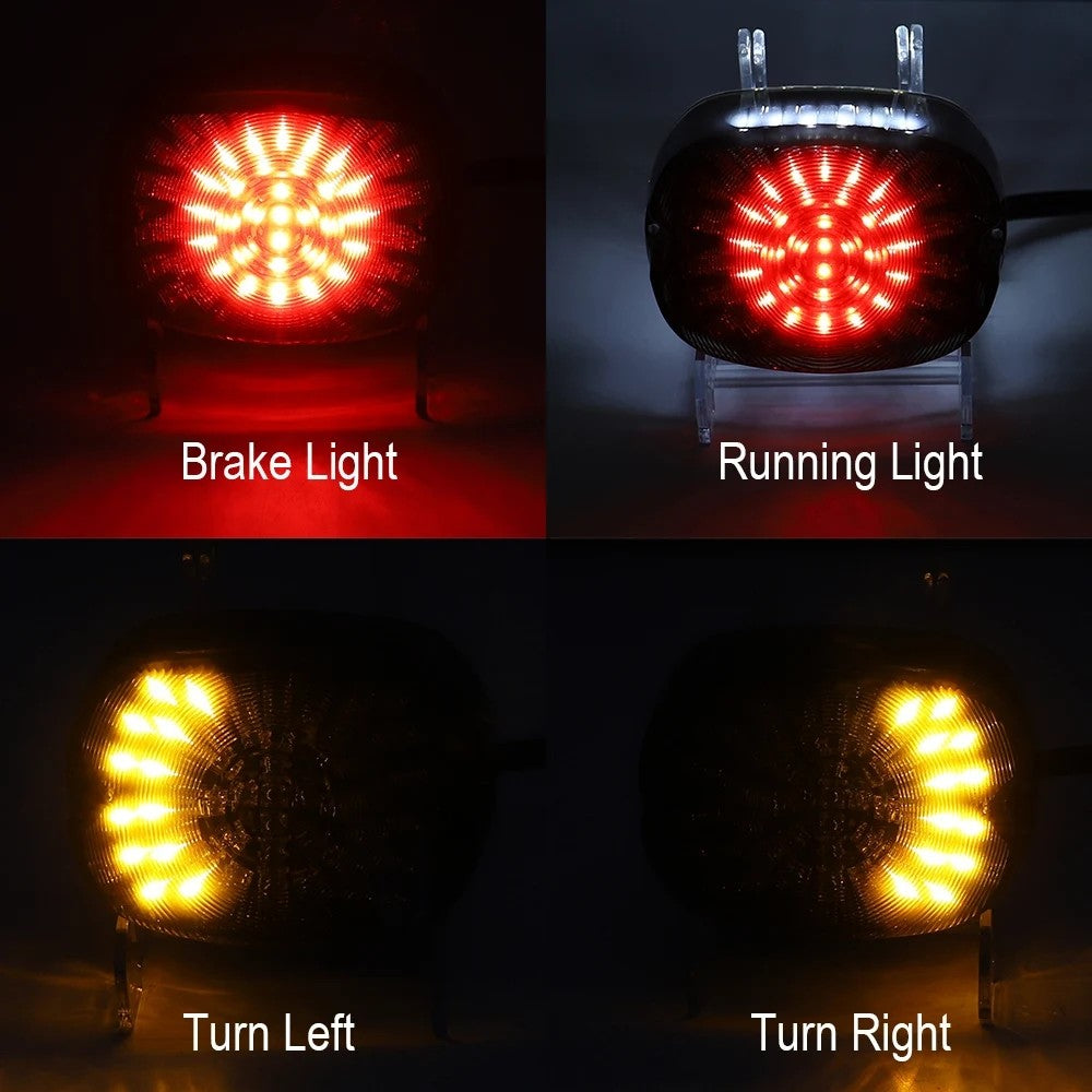 Luz de freio traseira LED para motocicleta DOT, pisca-pisca para Harley Sportster Dyna Fatboy Softail Touring Road Glide Road King