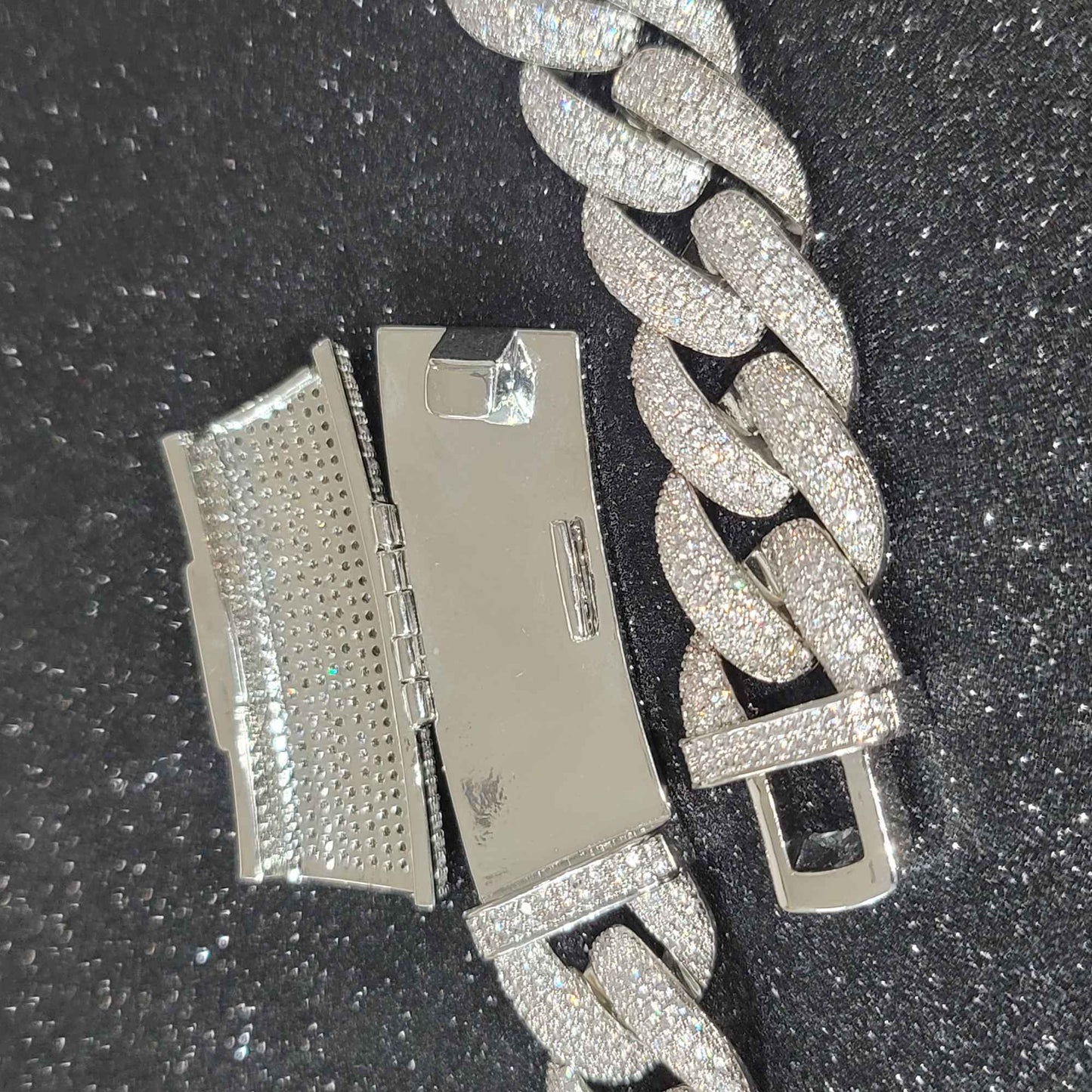 Corrente Cubana da Moda Miami Gelo 20MM Colar de Lua Totalmente Cravejado com Diamantes Fivela Longa Pulseira Joias Hip Hop Colares Para Homens