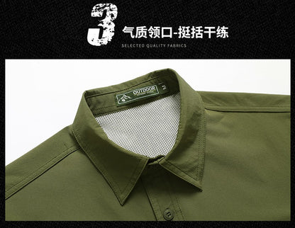 2024 Summer New Cargo Shirt Short Sleeve Men's Cargo T-shirt Outdoor Navy Multi-pocket Breathable Camping Hiking Work Shirts