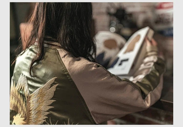 Non Stock Suka Reversible Souvenir Jacket Embroidered Sukajan Baseball Outerwear