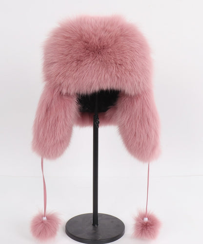 2025 Novo Chapéu Feminino Ushanka Russo de Pele de Raposa Natural Inverno Grosso Quente Orelhas Moda Chapéu Bomber Senhora Gorro Genuíno de Pele de Raposa Real