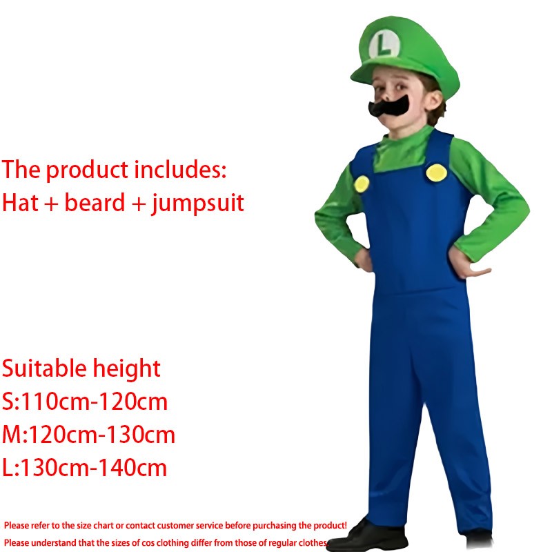 Game Marios Super Luigi Brothers Uniform Set Cosplay Costumes Funny Anime Adult Men Jumpsuit Woman Dress Halloween Costume