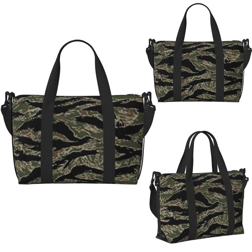 Tiger Stripe Camouflage Military Camo Beach Travel Bag Large Capacity Tote Bags for Gym Yoga Women Shopping Duffle Shoulder Bag