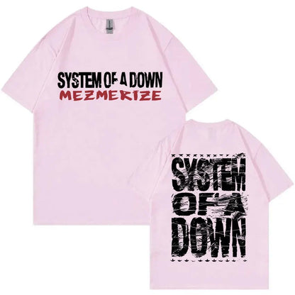 Summer men's Rock System of A Down Mezmerize band album print T-shirt Vintage alternative metal music Harajuku short sleeve