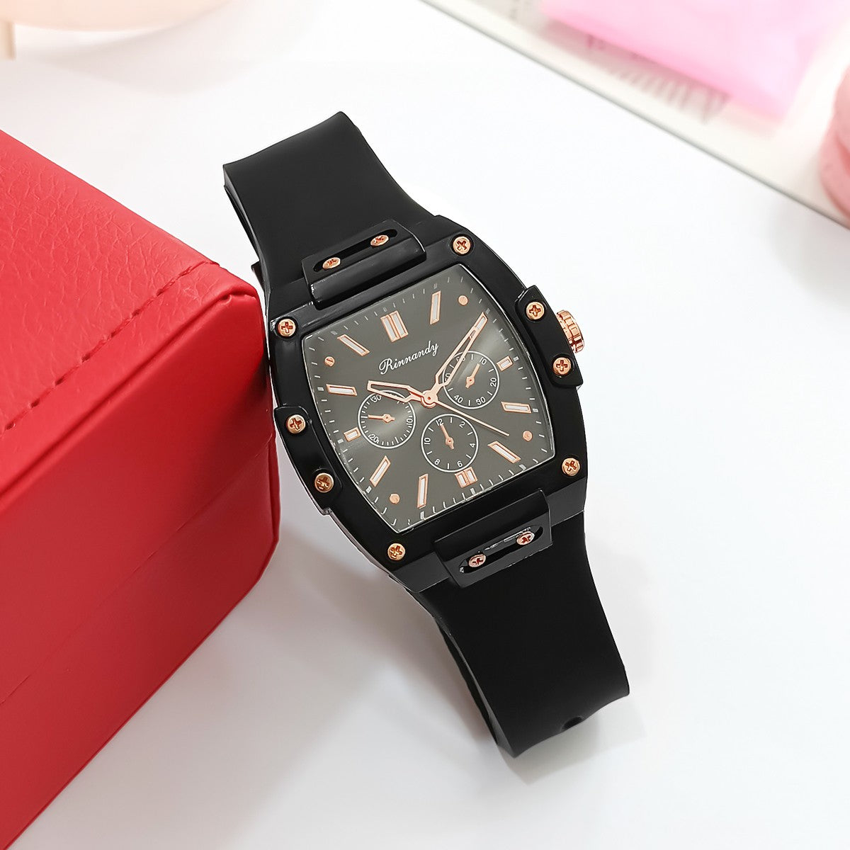 Cross border foreign trade new sports and leisure square silicone scale three eye women's quartz watch manufacturer in stock