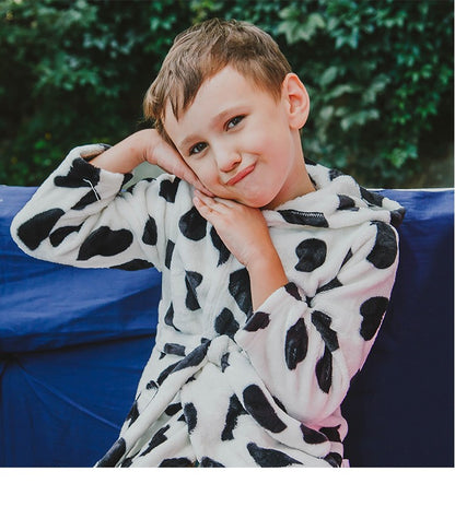 Boy and Girls Flannel Pajamas Robe Autumn and Winter Children Sleepwear Soft Hooded Kids Homewear 2-8 Years