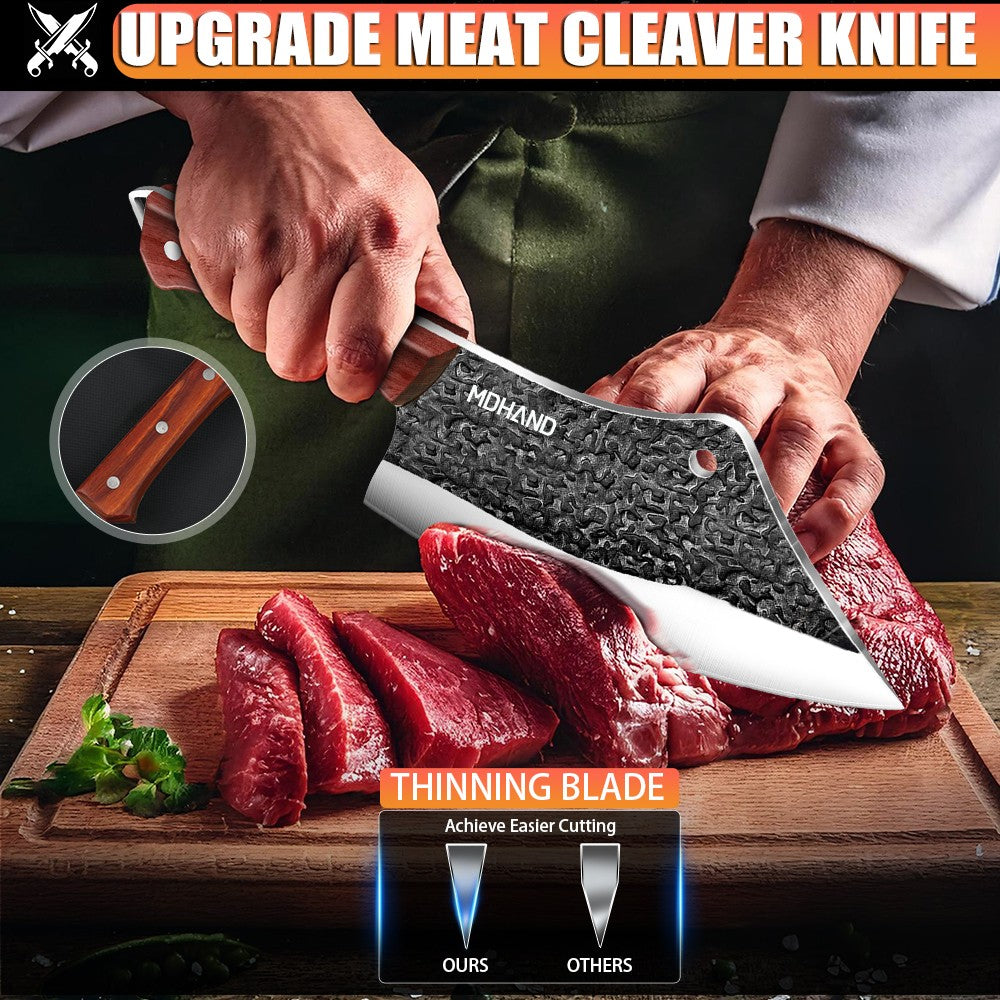 MDHAND Conjunto de 3 Facas para Desossar Extra Afiadas para Carne e Peixe Forjadas à Mão, Precisão de Aparar, Aço Inoxidável, Faca Doméstica para Fatiar