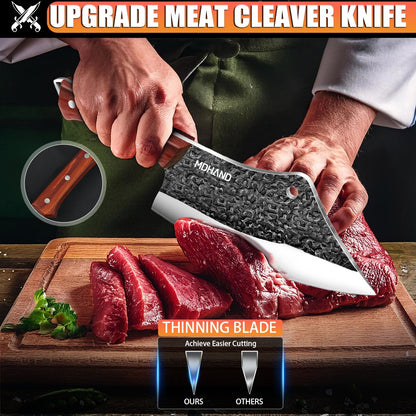 MDHAND Conjunto de 3 Facas para Desossar Extra Afiadas para Carne e Peixe Forjadas à Mão, Precisão de Aparar, Aço Inoxidável, Faca Doméstica para Fatiar