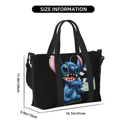 Custom Large SLilo And Stitch Cartoon Tote Bag Women Anime Shopping Shoulder Beach Gym Travel Bag