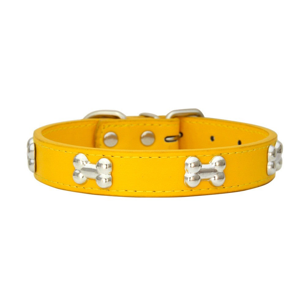 Novas coleiras de couro duráveis para cães, coleiras para filhotes de pug para cães pequenos e grandes, coleira de pescoço GXQ13