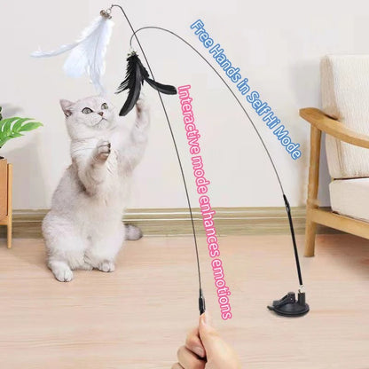 Brinquedo interativo para gatos, brinquedo de varinha para gatos, brinquedo para provocar gatinhos, brinquedo de varinha com ventosa, suprimentos para animais de estimação