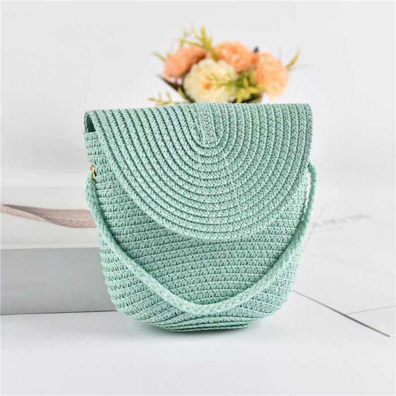 Beach Straw Shoulder Messenger Bag Women Bohemian Summer Woven Rattan Bucket Shoulder Handbag Handmade Crossbody Bags For Women