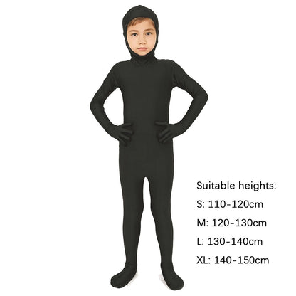Kids Zentai Invisible Jumpsuit Cosplay Costume Bodysuits Halloween Carnival Skin Tight Suit Spandex Stretch Disappearing