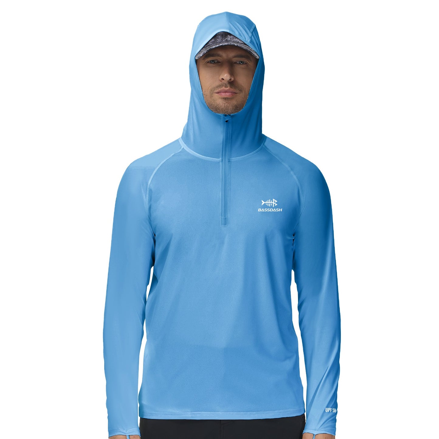Camisa de Pesca Masculina BASSDASH com Zíper 1/4 UPF 50+ Secagem Rápida Manga Longa Proteção Solar FS24M
