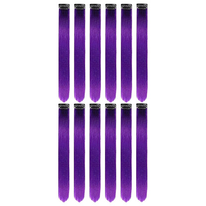 Clip in Hair Extensions Colored Party Highlights 22 inches 6pcs/pack Multi-colors Straight Hair Synthetic Hairpieces Royal Blue