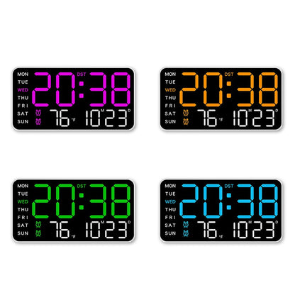 LED Alarm Clocks Brightness Adjustable 12/24H Clock Large Digital Wall Clock Week Date Temperature Display Voice Control Table