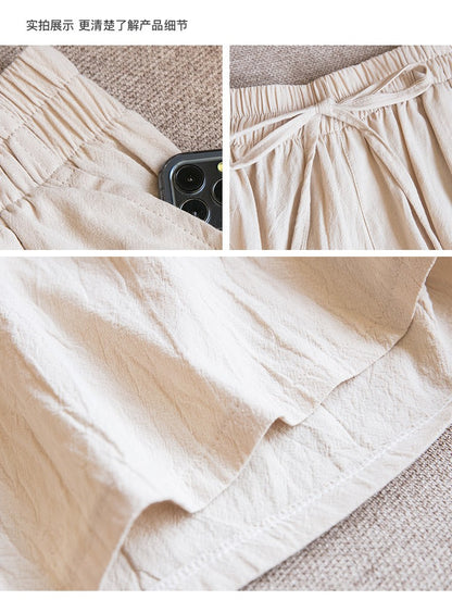 Women shorts Summer Casual Solid Cotton Linen shorts high waist loose shorts for girls Soft Cool female shorts M-3XL