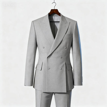 Men's 2-Piece Smoking Tuxedo Casual Double-Breasted Blazer Fitted Wedding Attire for Graduation Parties Moda Style