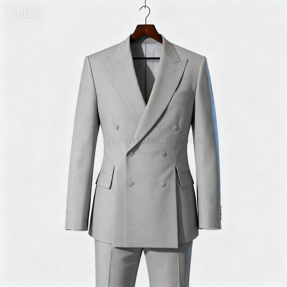 Men's 2-Piece Smoking Tuxedo Casual Double-Breasted Blazer Fitted Wedding Attire for Graduation Parties Moda Style