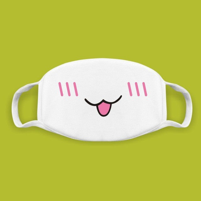 Super Cute Expression Smile Breathable Mouth Face Mask For Korean Black Kpop Unisex Kawaii Face Mouth Muffle Mask Cotton Anime