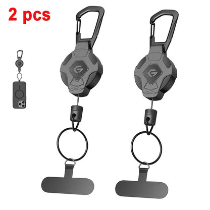 GITFOS Retractable Keychain Heavy Duty Tactical ID Badge Reel Strap Holder With Phone clip fastener Retractable Cord KeyRing