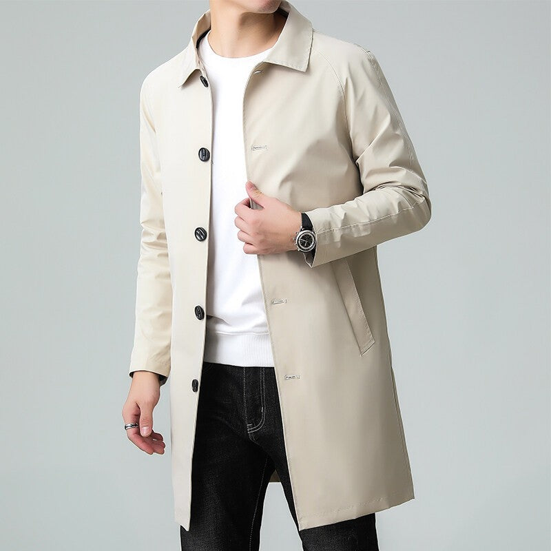 Top Quality Korean New Brand Casual Fashion Long Men Trench Coat  Windbreaker Overcoat Slim Fit Long Jacket Men Clothing