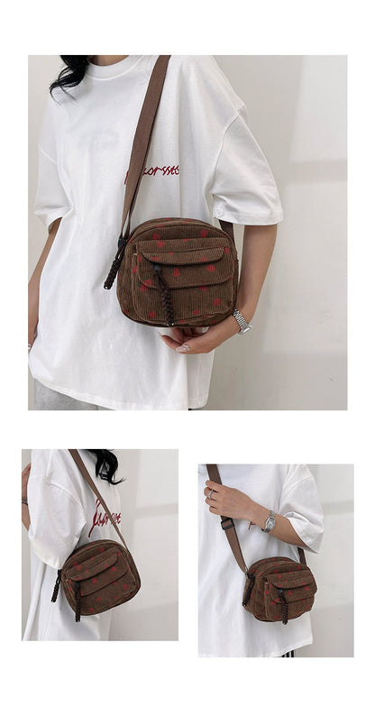 Cute Strawberry Shoulder Bag Casual Zipper Trendy Crossbody Bag Tote Handbag for Women Girls Travel Work Messenger Bag Handbags