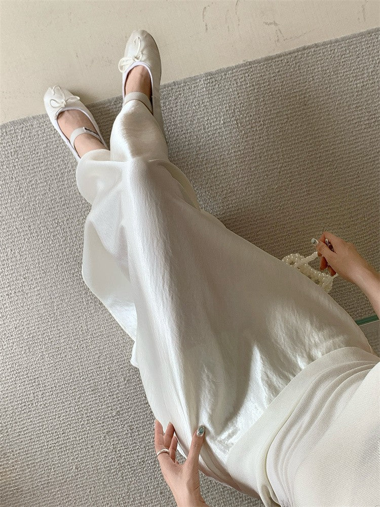 Plus Size Satin Half-Body Skirt Female 2026 Spring New Korean Fashion Temperament Elegant Solid Casual A-line Skirts