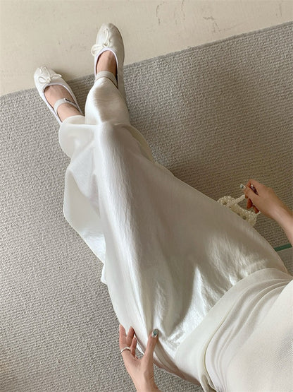 Plus Size Satin Half-Body Skirt Female 2026 Spring New Korean Fashion Temperament Elegant Solid Casual A-line Skirts