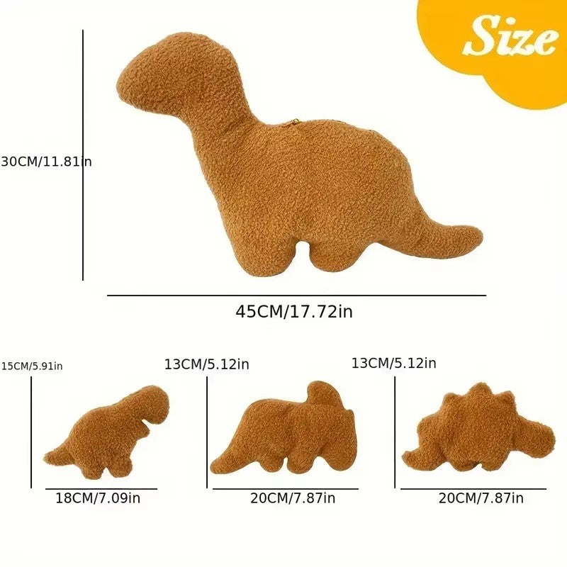 4pcs Large Dino Nugget Pillow Set Plush with Stuffed Animals Creative Dinosaur Theme Party Decoration Perfect for Christmas Gift