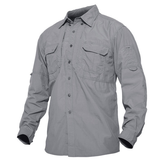 TACVASEN Mens Long Sleeve Shirts Summer Lightweight Quick Drying Shirt Hiking Nylon Shirts Long Sleeve Outdoor Work Cargo Shirts