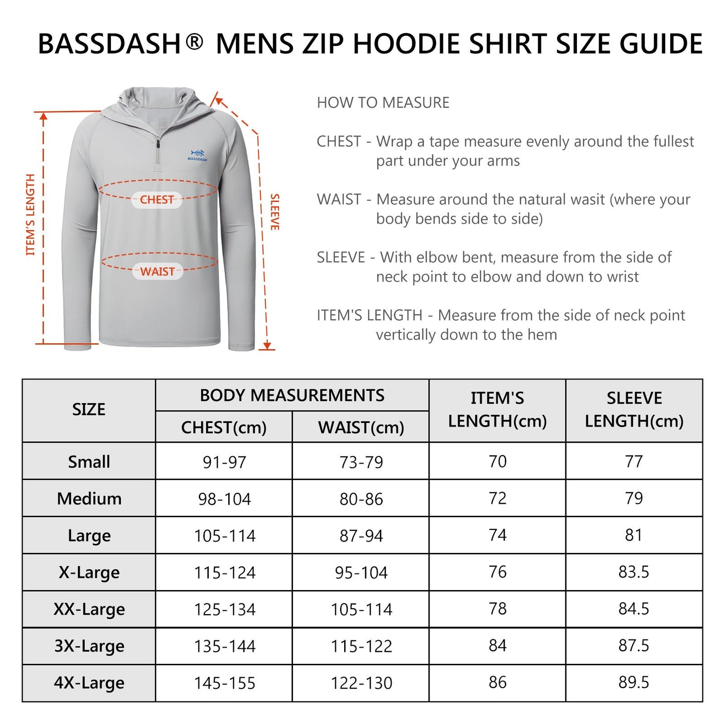 Camisa de Pesca Masculina BASSDASH com Zíper 1/4 UPF 50+ Secagem Rápida Manga Longa Proteção Solar FS24M