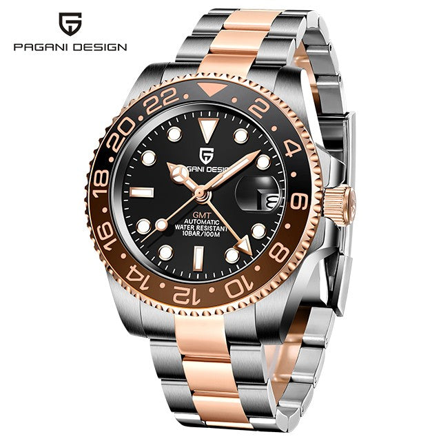 PAGANI DESIGN V3 Versão Relógios GMT Masculino Luxo Safira Relógio Automático Mecânico 40MM Aço Inoxidável À Prova D' Água