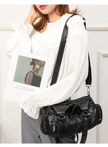 Black Y2k Women Shoulder Bag Vintage Punk Goth Fashion Designer Pu Leather Tote Bag Large Capacity Rivet Motorcycle Handbag