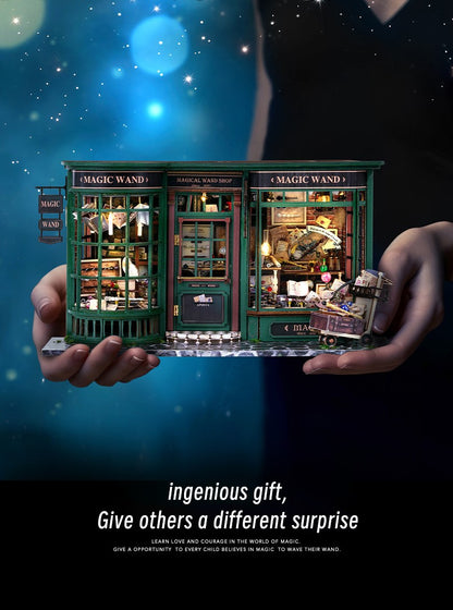 Magic Shop DIY Wooden Dollhouse Miniature Doll House Kit with Furniture Roombox Retro Home Model Toy for Children Gift