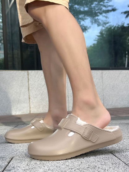 Men Plush Lined Outdoor Anti-slip Garden Shoes Warm Fuzzy Slippers For Women Winter New Cotton Slippers Fuzzy Home Slides