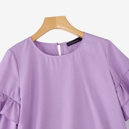 2025 Elegant Office Lady Blouses ZANZEA Summer O Neck Short Sleeve Blouse Women Stylish Solid Holiday Shirt Female OL Work Tops