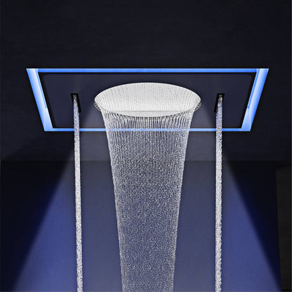 AITANA sistema de chuveiro de luxo em latão cinza arma, embutido no teto, com temperatura constante e display digital LED, torneira de banheiro com água quente e fria