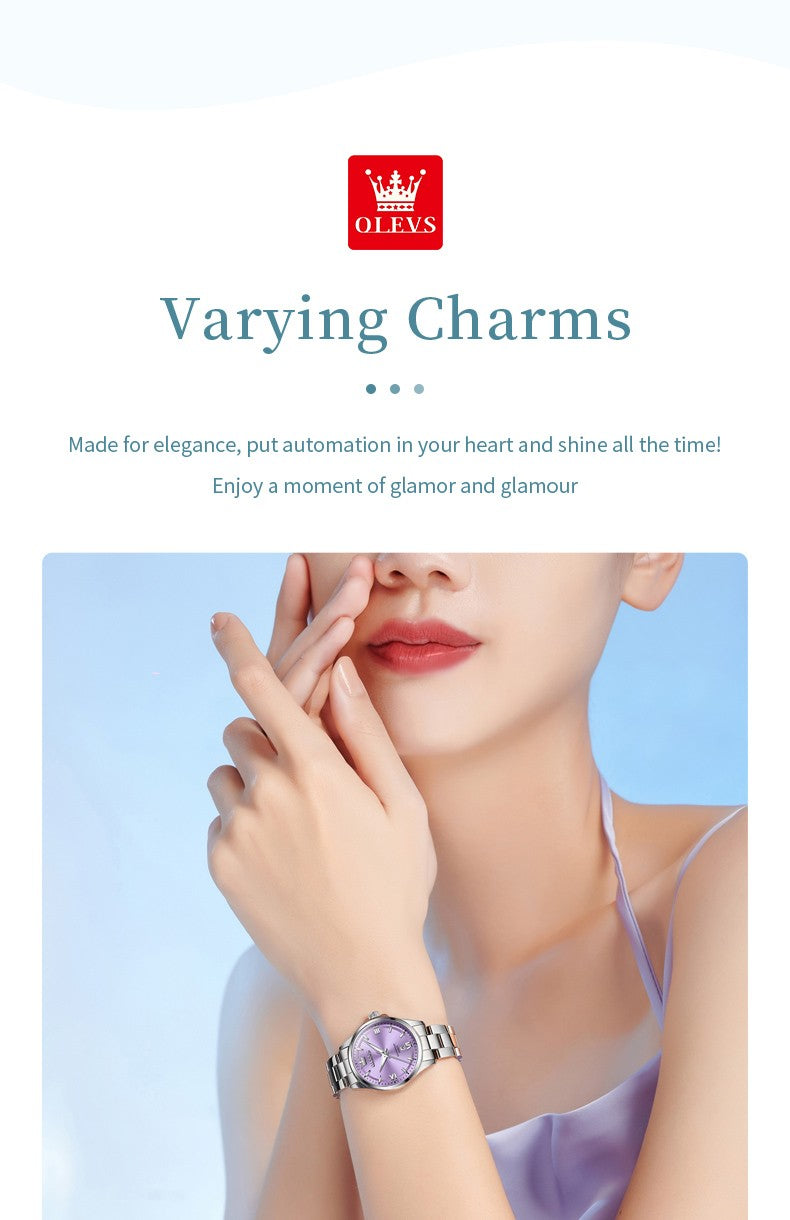 OLEVS Women's Watches Trend Elegant Stainless Steel Original Brand Small Dial Quartz Wristwatch for Lady Waterproof Luminous New