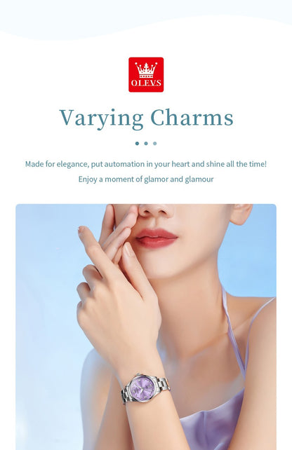 OLEVS Women's Watches Trend Elegant Stainless Steel Original Brand Small Dial Quartz Wristwatch for Lady Waterproof Luminous New